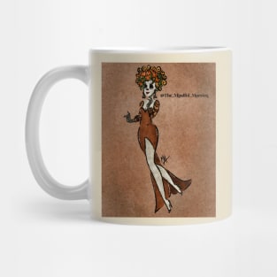 Bella Catrina in wedding dress with background Mug